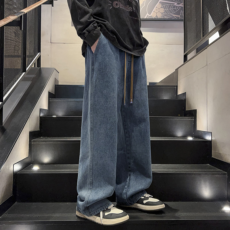 加绒加厚牛仔裤男秋冬保暖宽松直筒松紧腰橡筋长裤子BK130-1-P50,商品下架区,星座1006