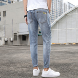 21春季男士牛仔裤韩版破洞九分裤修身小脚百搭裤男裤子K888-P42，男装牛仔裤，星座1006
