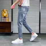 牛仔裤男九分修身小脚潮牌春季韩版潮流百搭裤子K8101-P42，男装牛仔裤，星座1006
