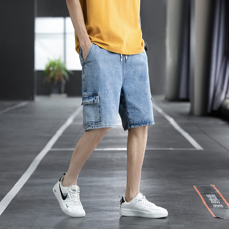 2021春季牛仔短裤工装多口袋五分裤潮流港风韩版男中裤,男装牛仔裤,星座1006