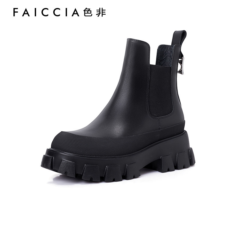 SEFEI 2022 NEW SHORT-TUBE CHELSEA WOMENS BOOTS THICK BOTTOM SHOWING TALL THIN AND THIN BOOTS AUTUMN AND WINTER MARTIN BOOTS SHORT BOOTS D448I