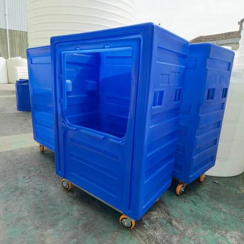 酒店服务洗涤布草笼移动推布车医院700L全钒液能储存箱滚塑异形