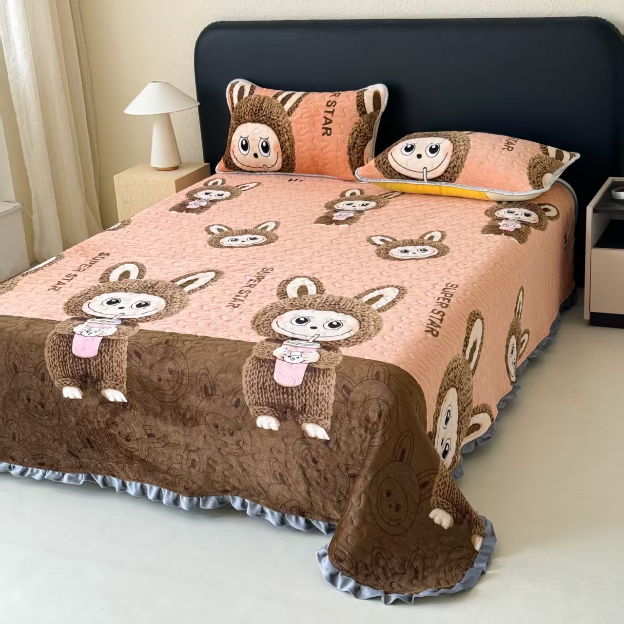 冬季加绒加厚牛奶绒床盖