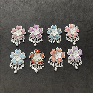 复古民族风苗银项链纯手工镶刺绣苗银五叶草吊坠