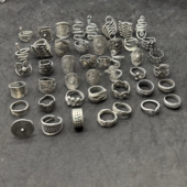 贵州民族风苗银戒指贵州复古个性 仿老银圆铜鼓可调节男女指环