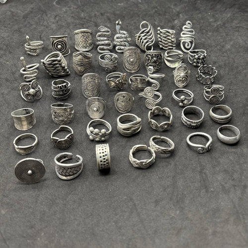 贵州民族风苗银戒指贵州复古个性仿老银圆铜鼓可调节男女指环