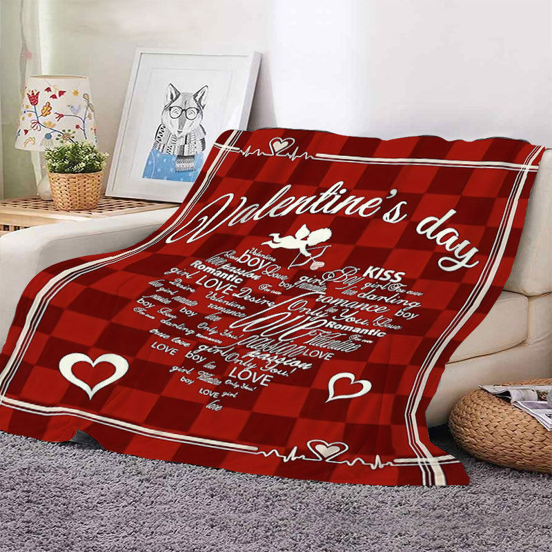 法兰绒毛毯情人节礼物盖毯浪漫情侣保暖盖被床单高清印花四季定制
