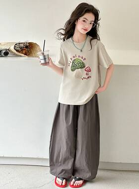 女童春夏薄款卡通印花两件套