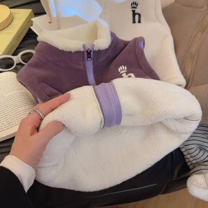 儿童冬季加绒加厚马甲男女童校服