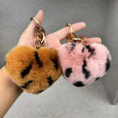 獭兔毛爱心毛球汽车钥匙扣心型包包挂件个性 可爱高档毛绒挂饰网红