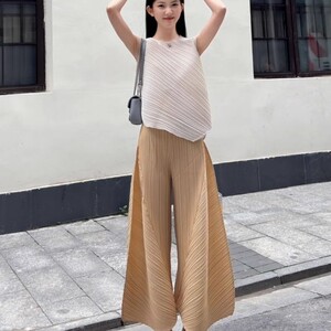 三宅褶皱夏季宽松显瘦异形裤小众不规则阔腿裤