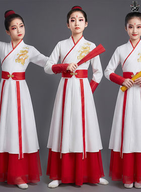 儿童壮志少年行舞学龙吟男女扇子舞中国风满江红昭万里山河演出服