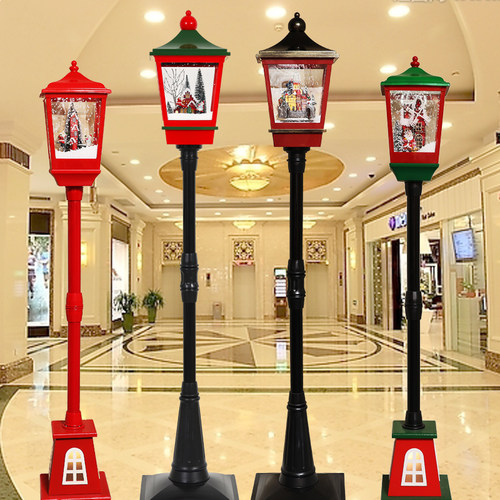 圣诞节家用装饰飘雪路灯布置摆件