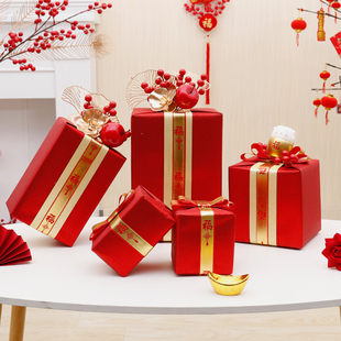 新年装饰2026福桶红果树盆栽抱抱桶元旦春节桌面前台场景布置摆件