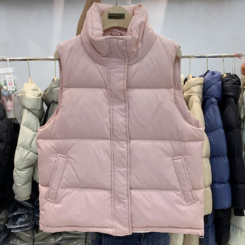 韩版短款立领加厚羽绒马甲白鸭绒