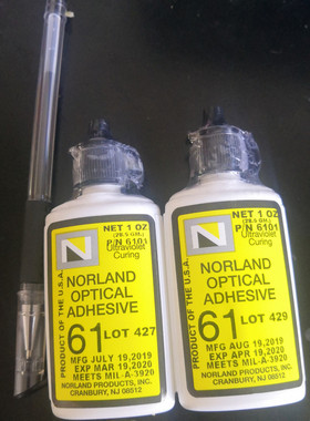 进口uv胶水紫外线无影胶NOA61光学科研精密器件光纤noa68