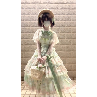 绿色田园风天鹅湖lolita裙jsk披肩优雅cla洛丽塔日常lo裙日常洋装