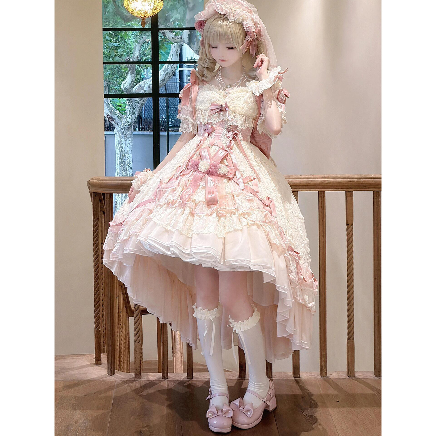 甜美黛安蔷薇粉色Lolita连衣裙图片