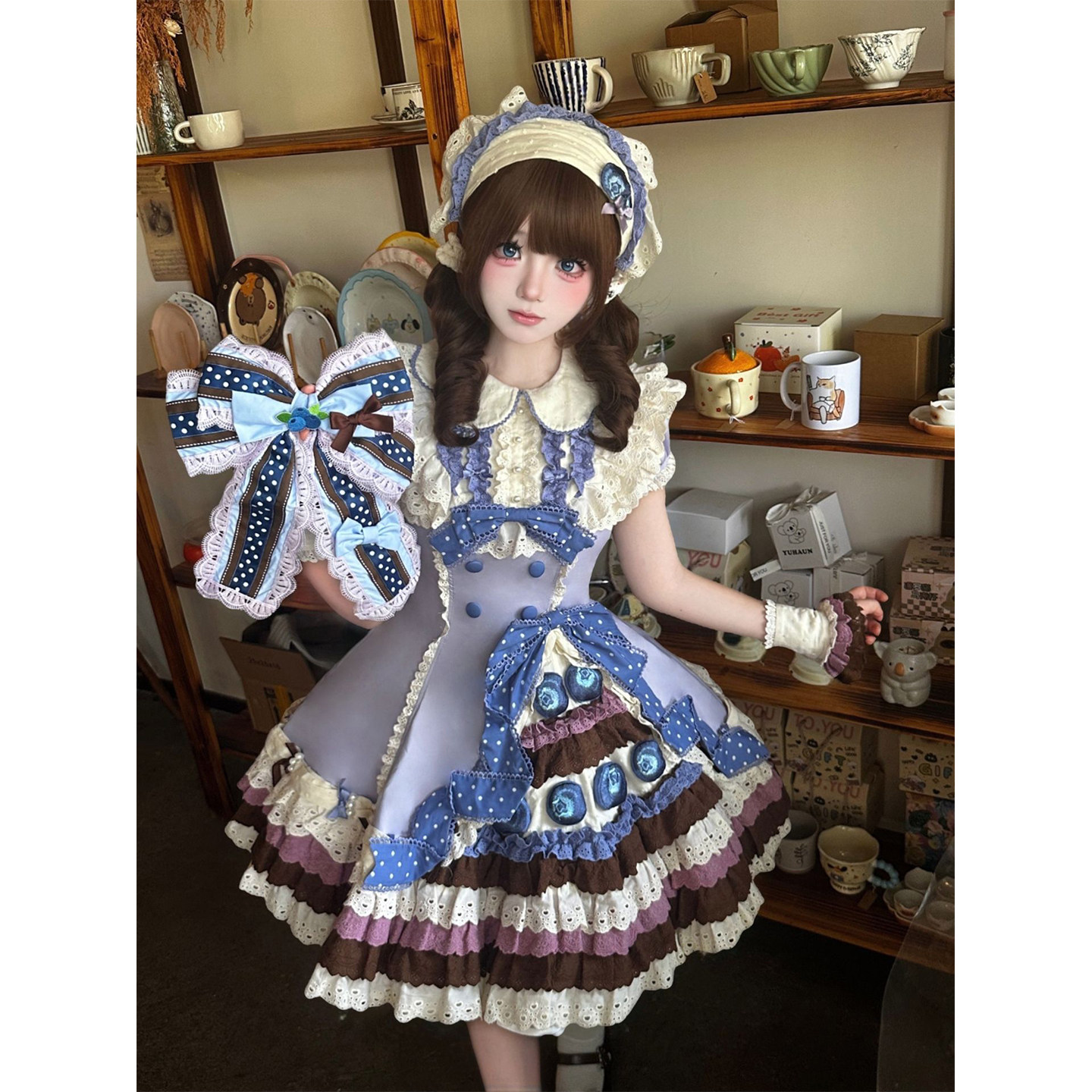 蓝莓蛋糕可爱甜美Lolita裙围裙