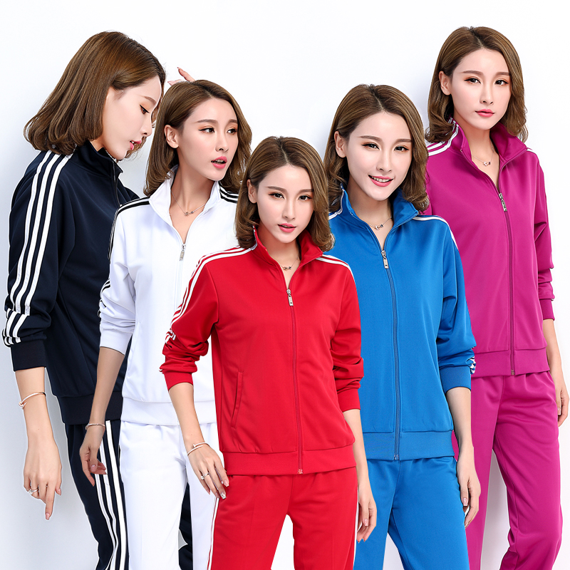 春秋中老年南韩丝运动套装情侣大码佳木斯健身操服男女广场舞套装