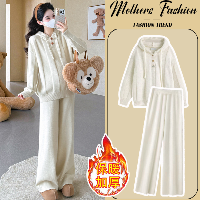 孕妇杏色套装秋冬2025新款