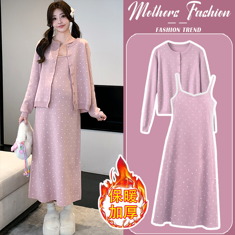 孕妇连衣裙套装秋冬2025新