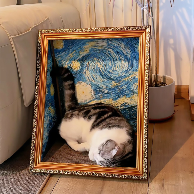 油画猫窝相框画框猫抓板瓦楞纸耐磨不掉屑立式猫爬架猫窝四季通用