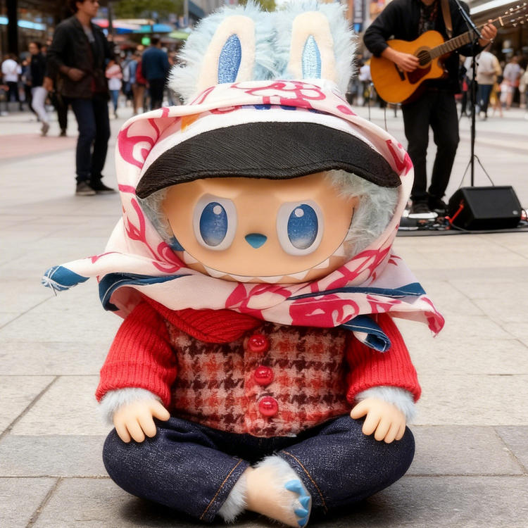 17厘米labubu拉布布盲盒挂件一二三代坐坐派对娃衣服套装可爱公仔