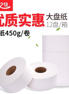 丽之缘大盘纸大卷纸 480克12盘木浆酒店厕纸大盘卷纸卫生纸整箱