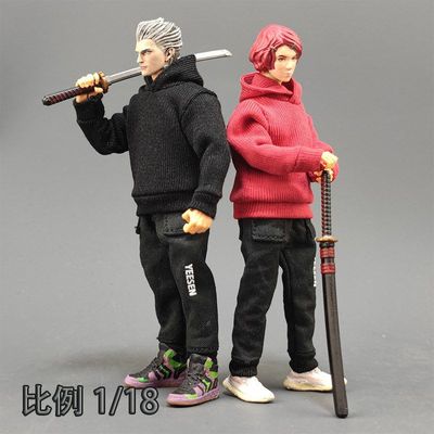 1/18潮流运动连帽卫衣3.75寸可动兵人衣服BFS酸雨暗源玩具上衣
