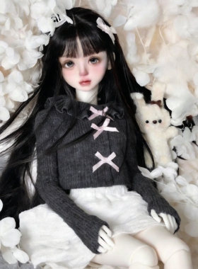 雾岛bjd娃娃假发3分4分6分黑色齐刘海长直发手工sd人偶假发毛坯发