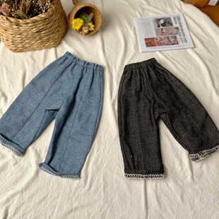 六分BJD娃衣 6分小6分bjd拼接牛仔长裤蓝色黑色30cm娃娃换装娃衣