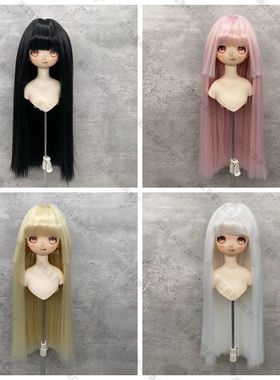 姬发公主切bjd SD 1/3 1/4高温丝黑色直发手改假毛假发