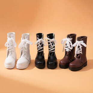 3分BJD素体娃娃马丁靴高跟鞋玩具鞋60cm娃娃长皮鞋关节人偶配件