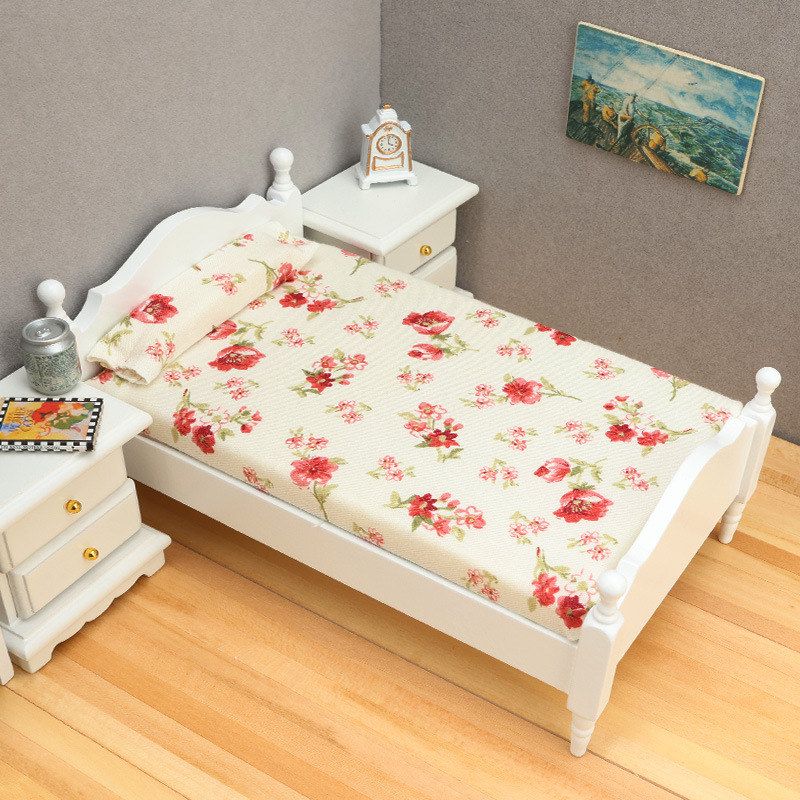 雾岛1:12娃娃屋dollhouse微缩家具模型迷你家具卧室场景单人床bjd