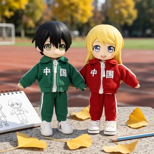 雾岛工坊ob11娃衣中国字体印花运动员服装12分bjd娃娃衣服gsc黏土