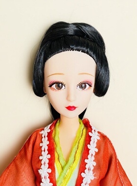 6分bjd古风娃娃娃盘发娃头diy假发造型手工发型30cm娃娃盘发整头