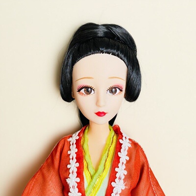 6分bjd古风娃娃娃盘发娃头diy假发造型手工发型30cm娃娃盘发整头