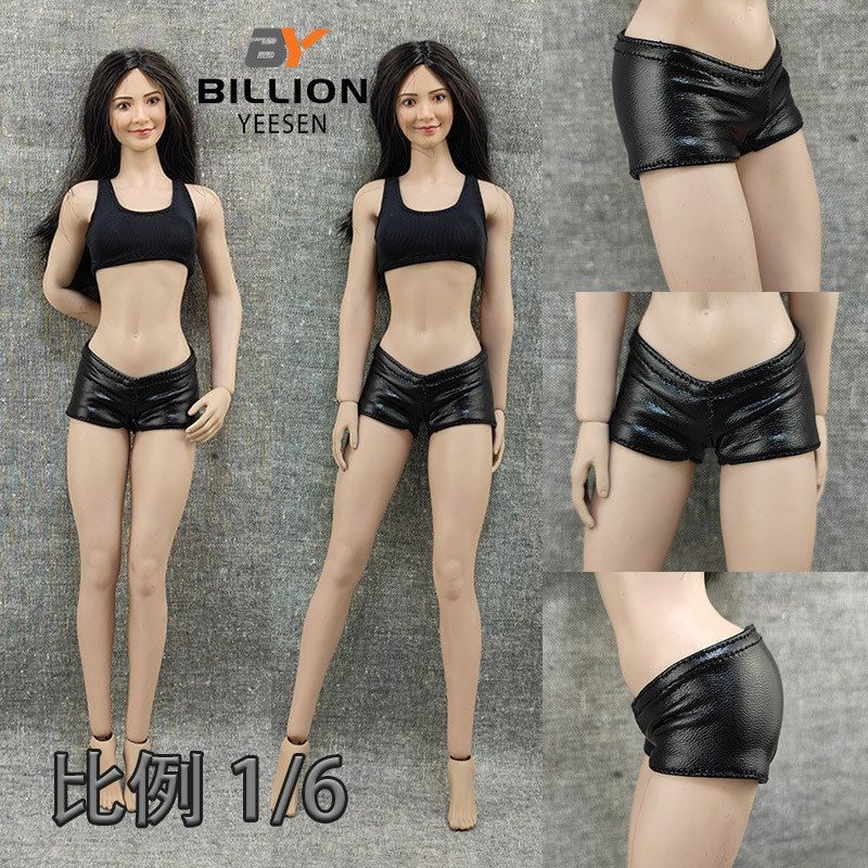 1/6女兵人机娘潮流皮短裤可动包胶30CM素体衣服手办模型玩偶服装