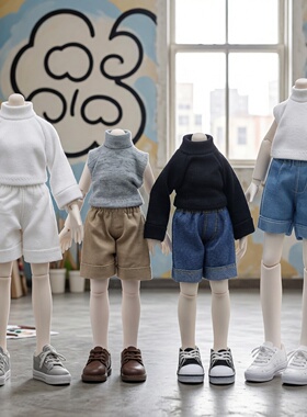 雾岛 阿巳2.0娃衣12分bjd阿巳3.0娃娃休闲短裤出逃体ob11娃娃配件