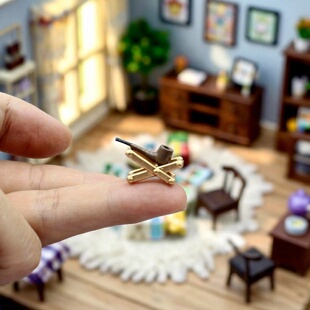 迷你娃娃屋烟斗架子装饰品微缩床头小摆件12分bjd卧室场景配件