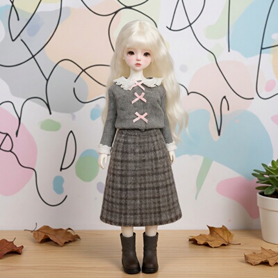 雾岛bjd/sd娃娃假发346分白金色齐刘海长卷发手工装扮假发毛坯发