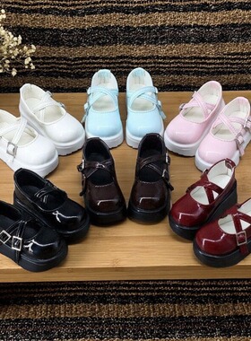bjd6分4分娃鞋厚底增高鞋亮皮皮鞋1/4娃娃鞋子配件lo鞋百搭玩具鞋
