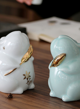 景德镇陶瓷手工陶瓷老鼠十二生肖创意陶瓷摆件鼠年新年礼物小装饰