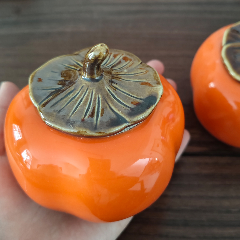 便携小号创意事事如意茶叶罐柿子