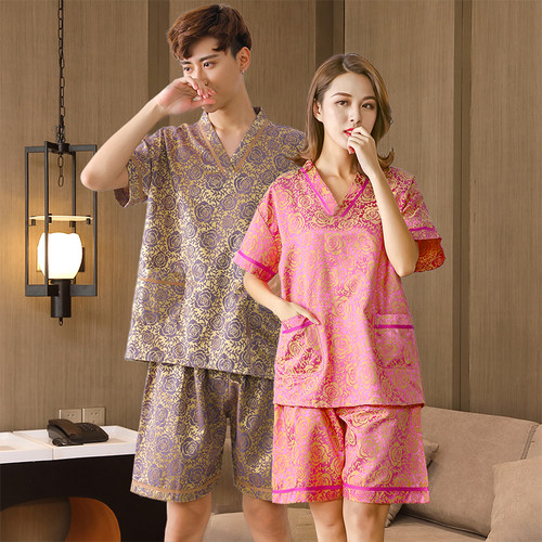 汗蒸服女款纯棉情侣装桑拿服男洗浴中心睡浴服大码加肥汉按摩衣服