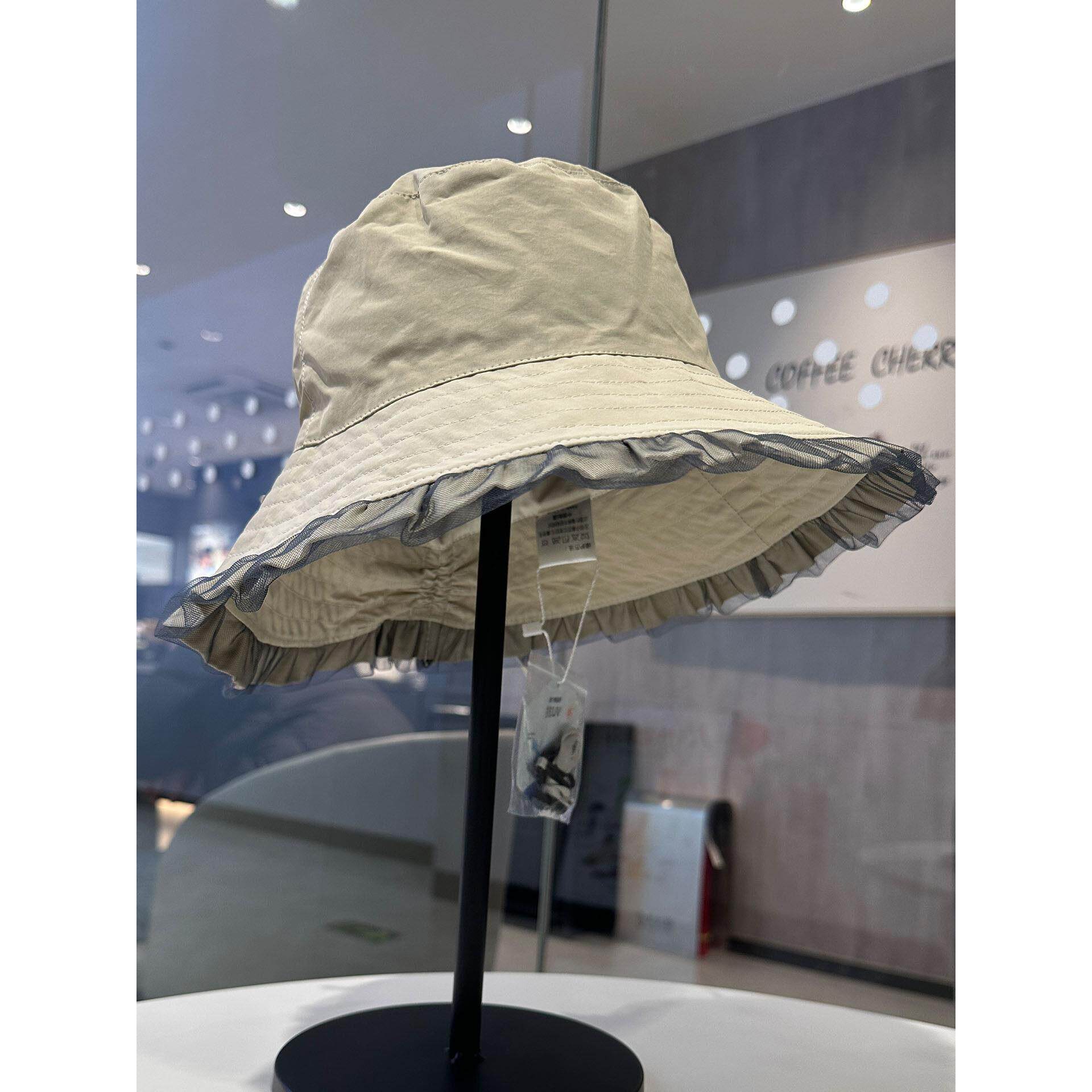 日系高品质防紫外线轻薄速干渔夫帽优雅蝴蝶结网纱花边褶皱遮阳帽