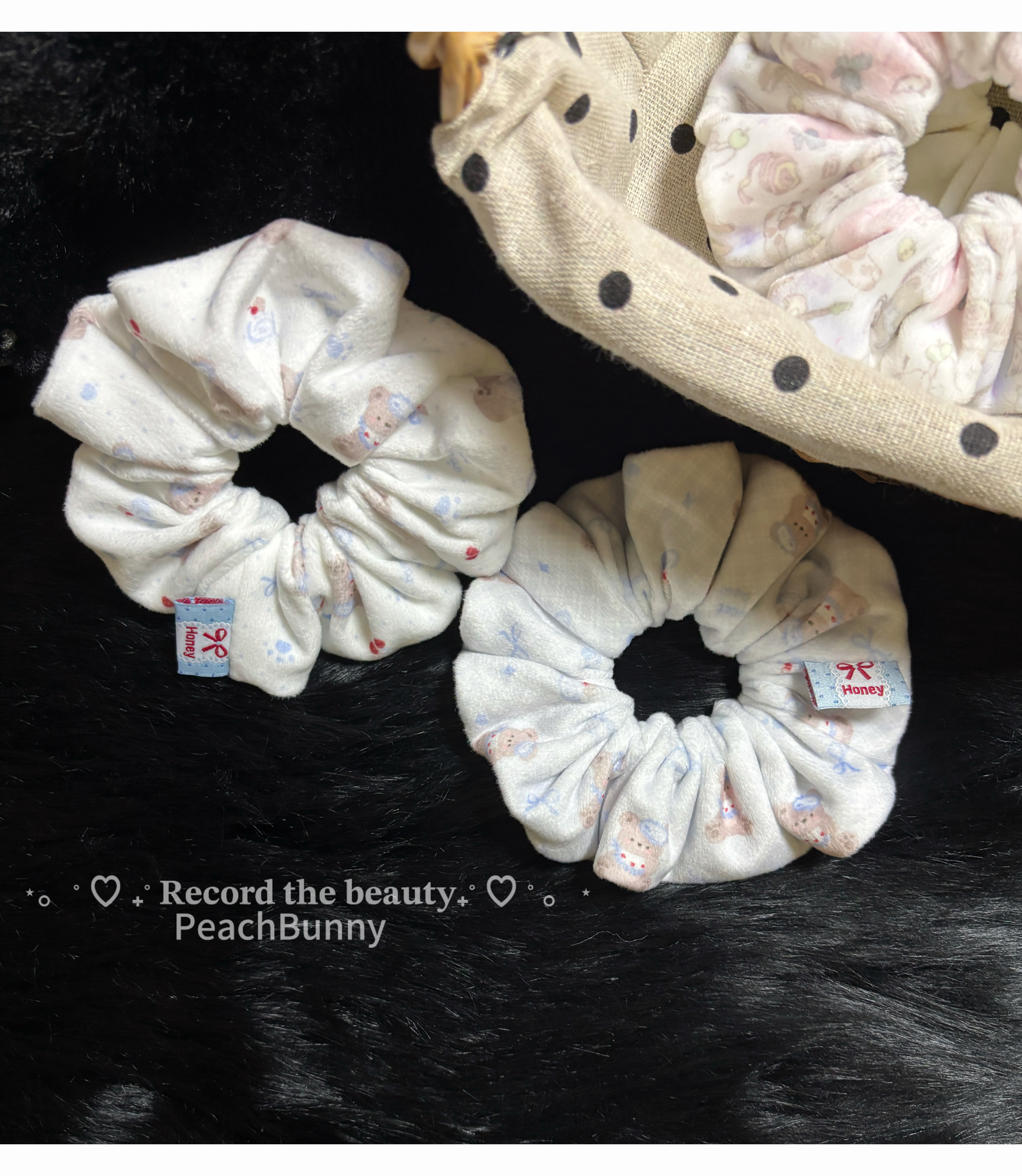 PeachBunny原创设计冬季棉棉布柔软樱桃小熊可爱柔软大肠发圈,饰品/流行首饰/时尚饰品新,发饰,淘宝优惠券,粉丝福利购,淘宝优惠卷