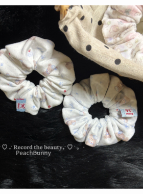 PeachBunny原创设计冬季棉棉布柔软樱桃小熊可爱柔软大肠发圈