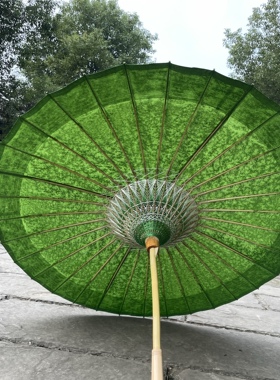 油纸伞浸染纯色满穿牛油果绿晴雨两用古风汉服非遗拍摄道具桐油伞